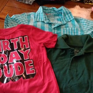 Kids Graphic and Polo Shirt Set - Red, Green, Blue